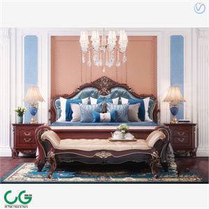 European style fabric double bed 3d model